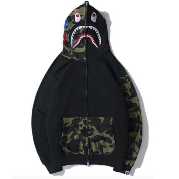 Men's Bape Black And Green Camouflage Zip Up Jacket Size: M - Picture 1 of 8